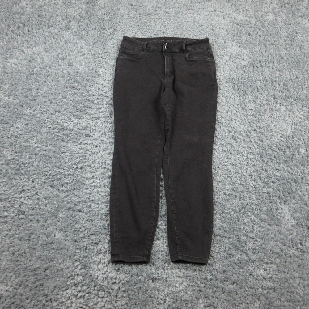 Tahari Jeans Womens 10 Black High Rise Skinny Stretch Denim Classic Style 30x26*
